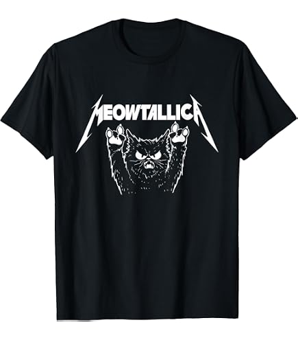 Amazon.com: Meowtallica Black White Funny Parody Band Cat Kitten